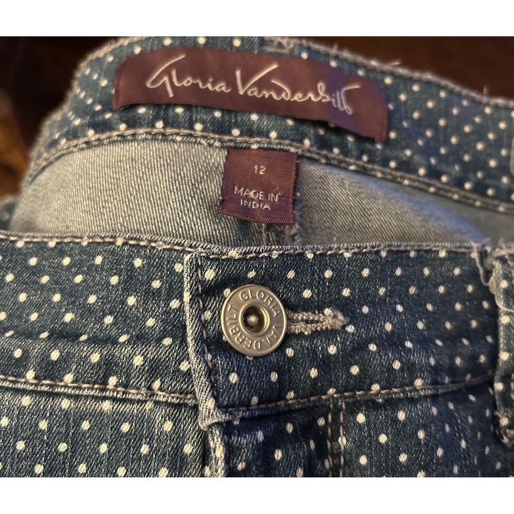 Statement Polka Dot Denim Jeans Whimsy Gloria Vanderbilt Amanda Style Size 12